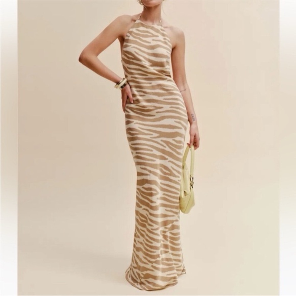 Reformation Jeany Silk Dress Zebra